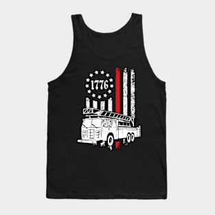 Fire Firefighter Rescue Firetruck 1776 American Flag Tank Top